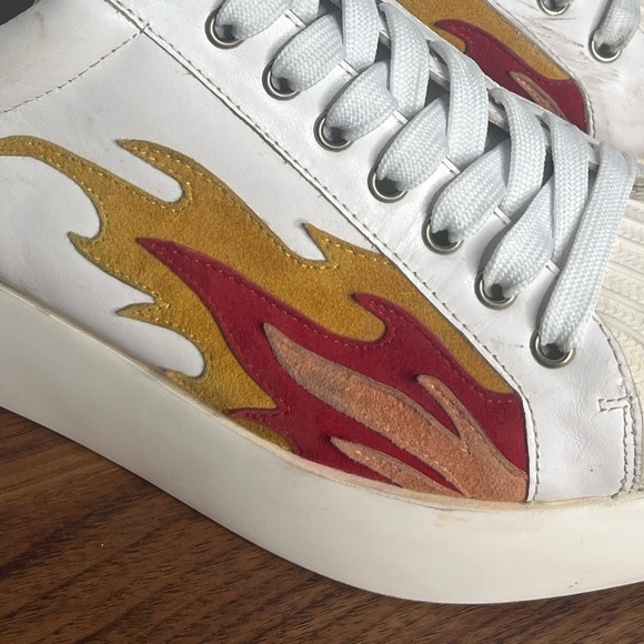 Jeffrey Campbell Hot Rod Leather Suede Flames Pointed Toe Platform Sneakes Sz 10 - Picture 5 of 15